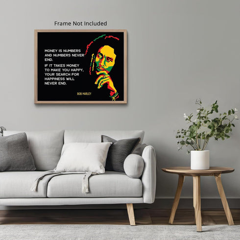 Posterizer 1 pcs-Bob Marley Quote-Search for Happiness-Famous Figures Art Collection-Quotes-Gift for Music Fans-Living Room Bedroom Decor- unframe...